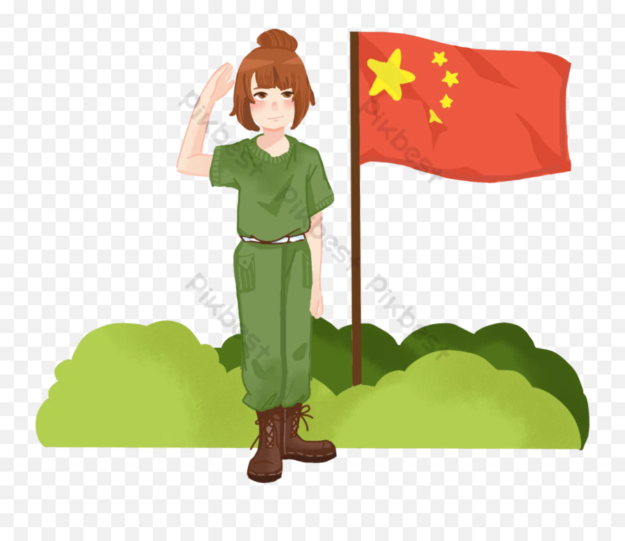 Soldier Theme Illustration - Red Flag Emoji,Emoticons Saluting Soldiers