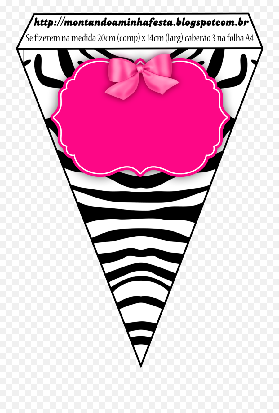 Zebra And Pink Free Party Printable Boxes And Invitations - Bandeirola Rosa E Preto Emoji,Fazendo A Minha Festa Emoji