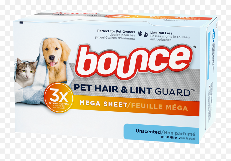 Pet Hair And Lint Guard Mega Dryer Sheets Unscented Bounce Emoji,Bouncing Dog Emoticon