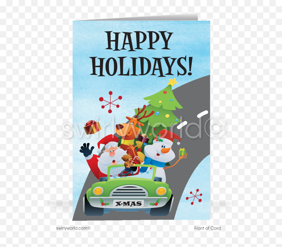 Auto Dealer From The Office Santa Claus Cartoon Merry Christmas Cards For Business Emoji,Sant Claus Animated Emoticon