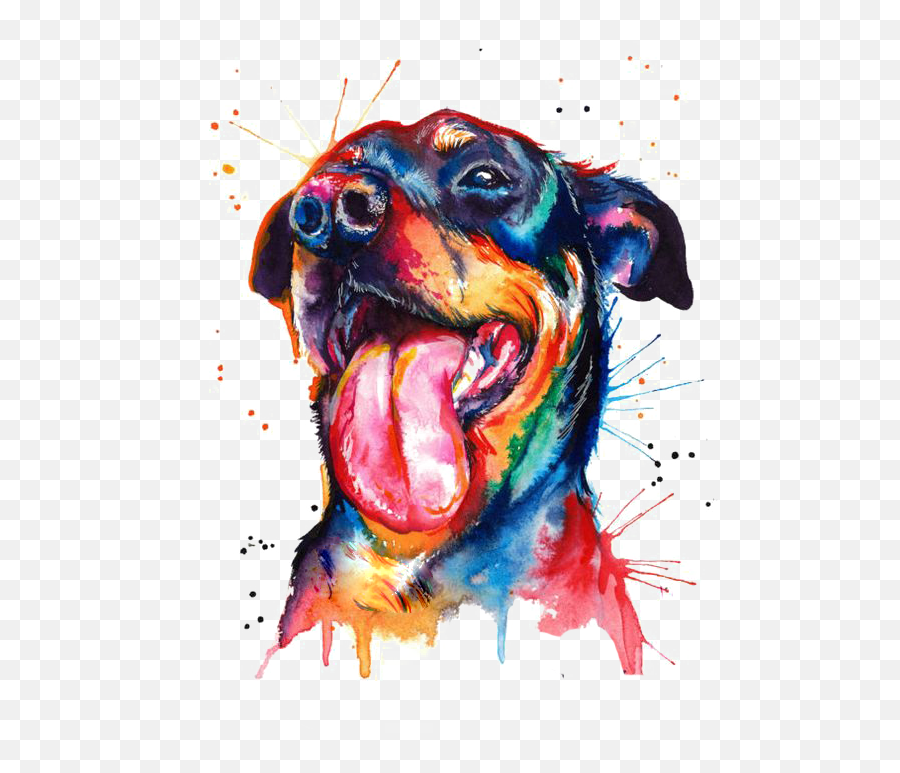 Dogs Dog Portrait Drawing Sticker By Anamilena - Watercolor Rottweiler Emoji,Puppy Dog Face Emoji