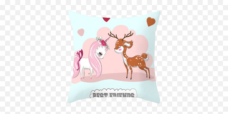 Housse De Coussin Licorne Best Friends - Decorative Emoji,Coussins Emojis