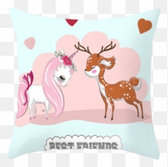 Housse De Coussin Licorne Best Friends - Decorative Emoji,Coussins Emojis