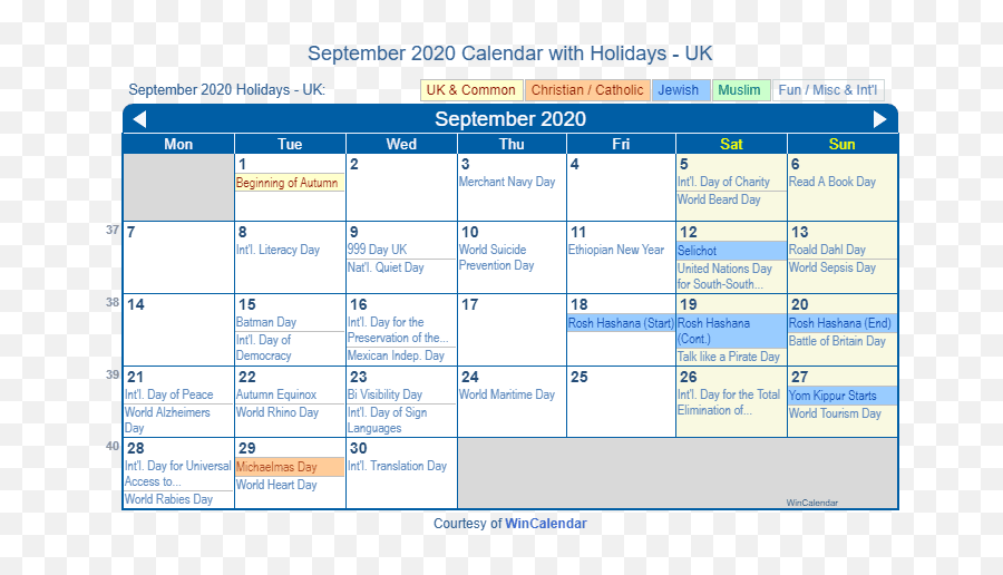 September 2020 Calendar With Holidays - Vertical Emoji,Elephant Emoji Outlook