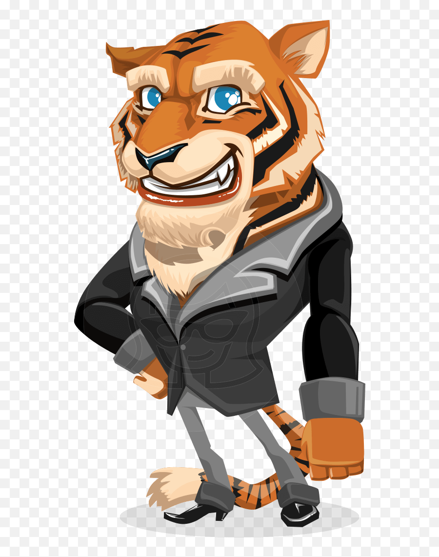 Tiger Businessman Vector Cartoon - Animal Cartoon Characters Design Emoji,Angry Emotion Tiger Dolls