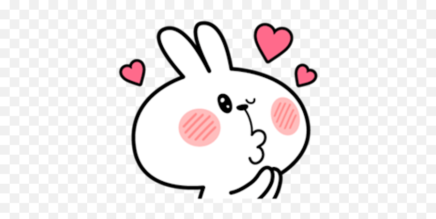 Cool Rabbit Facial Emoji - Stiker Line Spoiled Rabit,Rabbit With Hearts Emojis