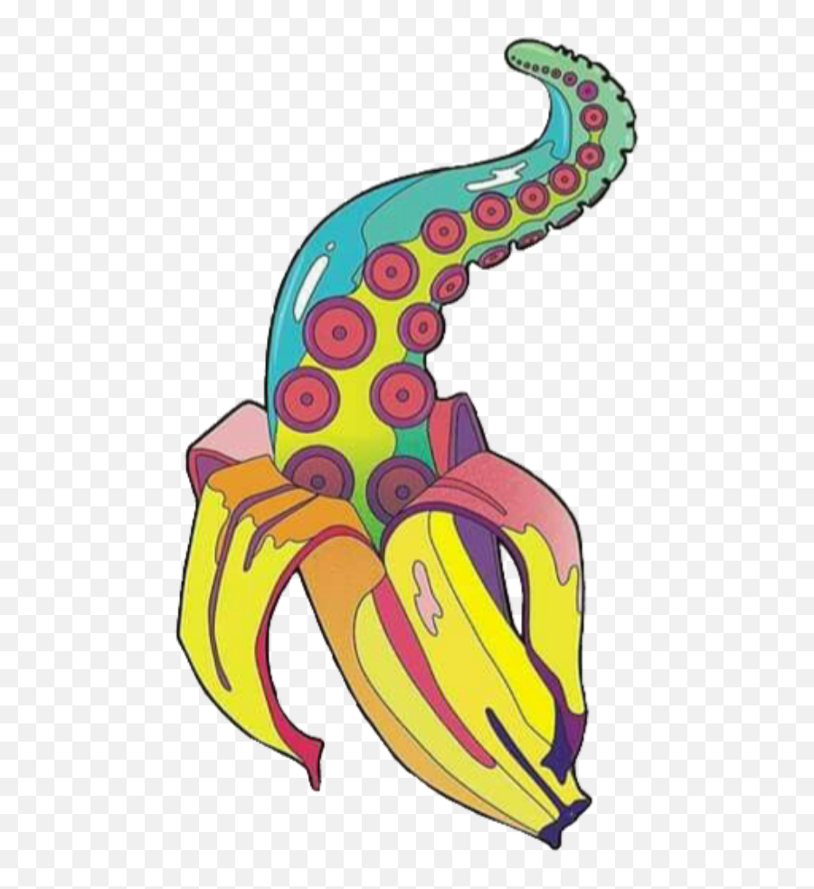 Art Bananna Tentacle Edits Popart Overlay Stickers - Banana Octopus Sticker Emoji,Tentacle Emoji