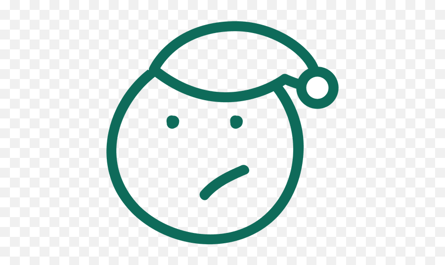 Frown Santa Claus Hat Face Green Stroke Emoticon 4 - Dot Emoji,Sad Santa Emoji