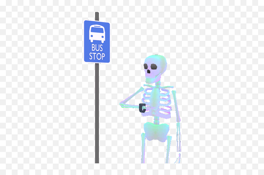 Bus Stop Waiting Sticker By Jjjjjohn Skeleton Sticker - Dot Emoji,Bus Stop Emoji