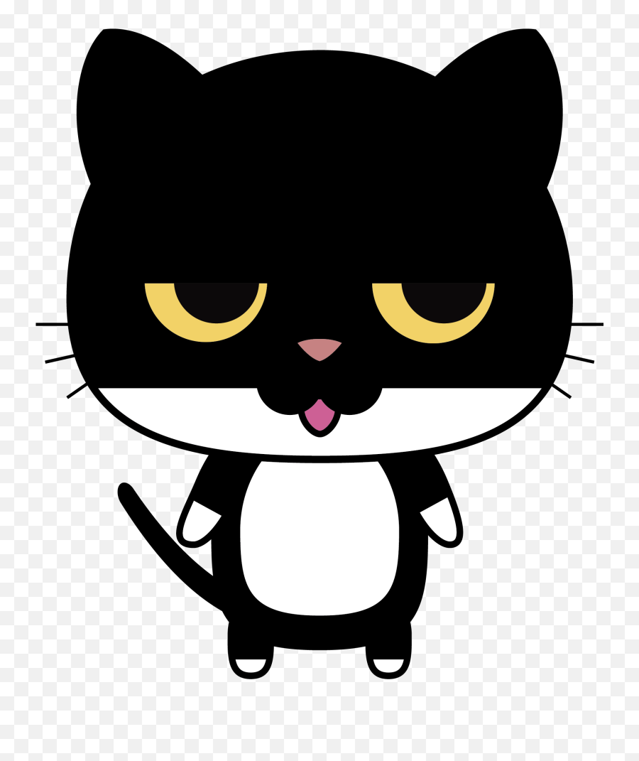 Drawing Of A Funny Cat Free Image - Black Anthropomorphic Cat Emoji,Funny Cat Emotions