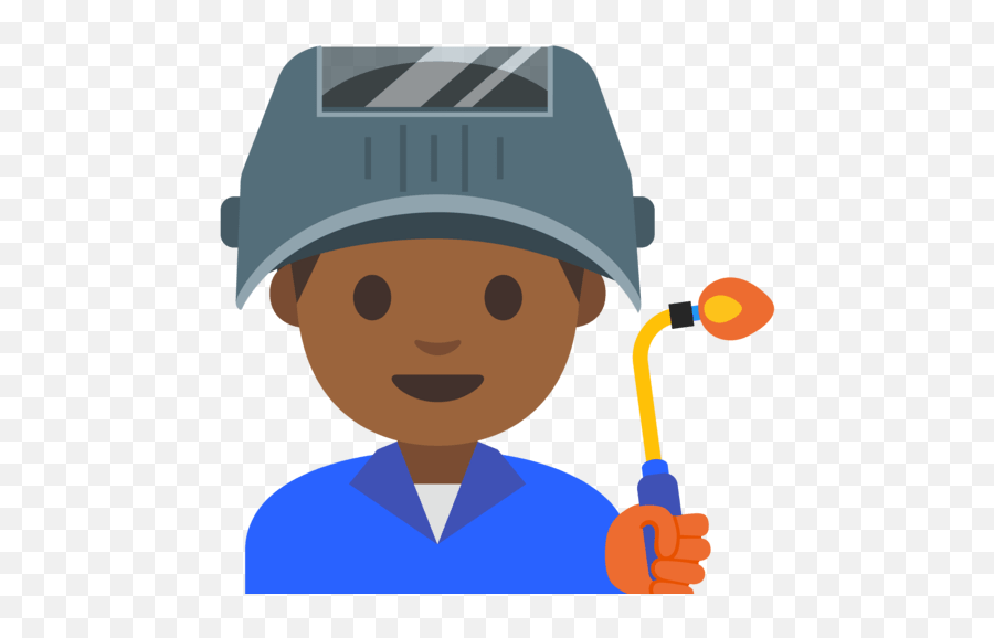 Soldador Industrial Hombre Con Tono - Emoji Trabajador De Fabrica,Emoji Hombros Encogidos