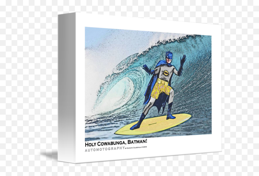 Holy Cowabunga Batman Surfing By David Caldevilla Emoji,Dance Emojis Batman