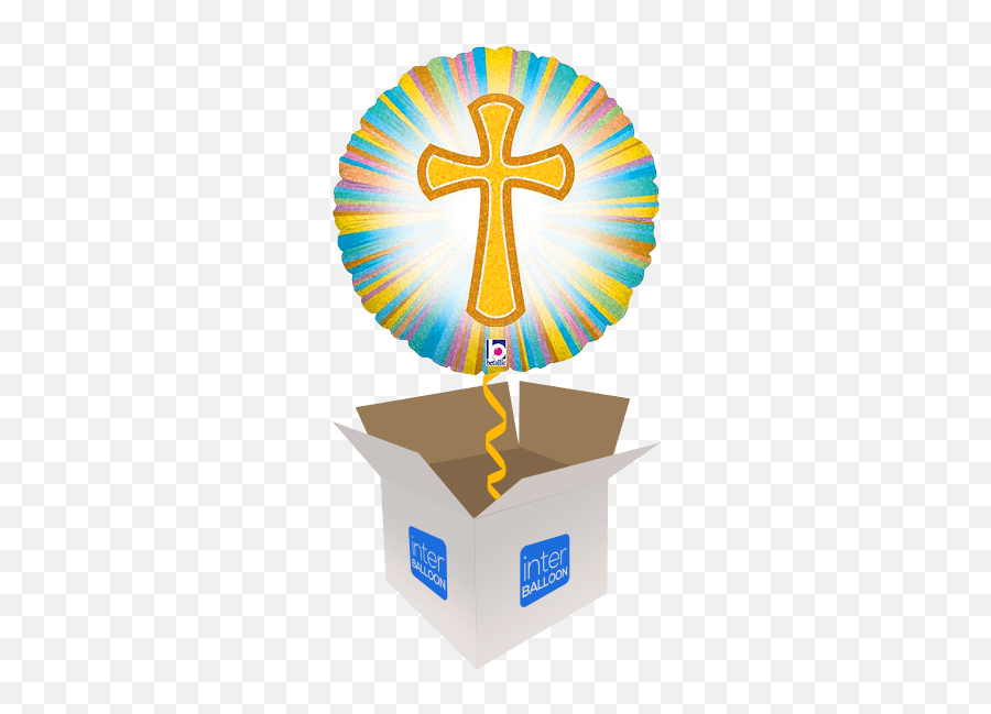 Christening Helium Balloons Delivered In The Uk By Interballoon - Sparkling Valentine Emoji,Religious Cross Emoji