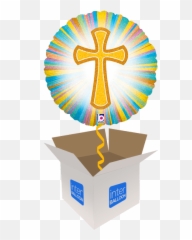 Christening Helium Balloons Delivered In The Uk By Interballoon - Sparkling Valentine Emoji,Religious Cross Emoji