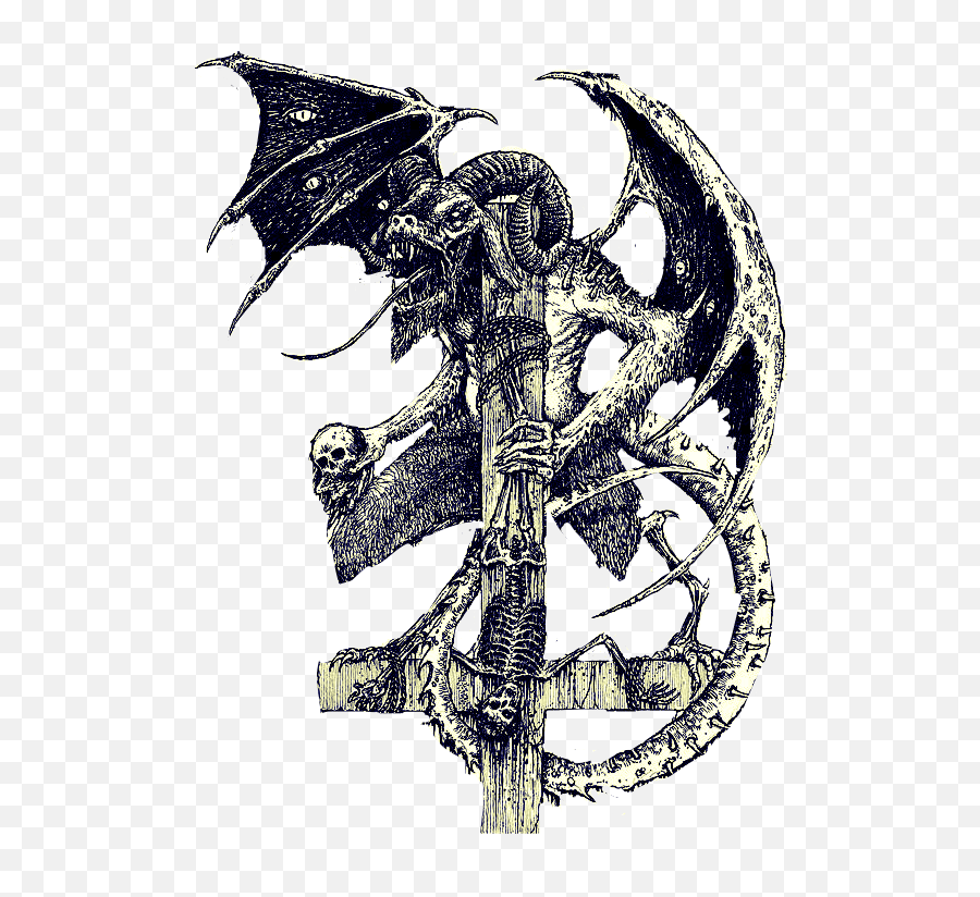 Satan Satanic Evil Sticker - Mythical Creature Emoji,Inverted Cross Emoji