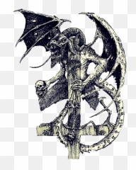 Satan Satanic Evil Sticker - Mythical Creature Emoji,Inverted Cross Emoji