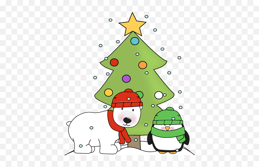 Christmas Clip Art Polar Bear - Clipart Snowman With Christmas Tree Emoji,Cute Christmas Emoticons Bear