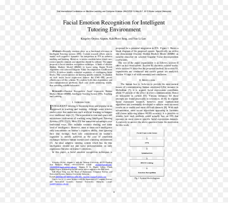 Pdf Facial Emotion Recognition For Intelligent Tutoring - Document Emoji,Emotion Faces Black And White Blocks