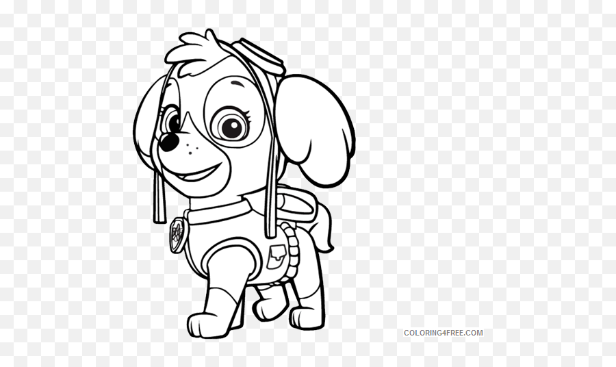 Paw Patrol Skye Coloring Pages Coloring4free - Coloring4freecom Skye Paw Patrol Colouring Emoji,Panthers Paw Emoji