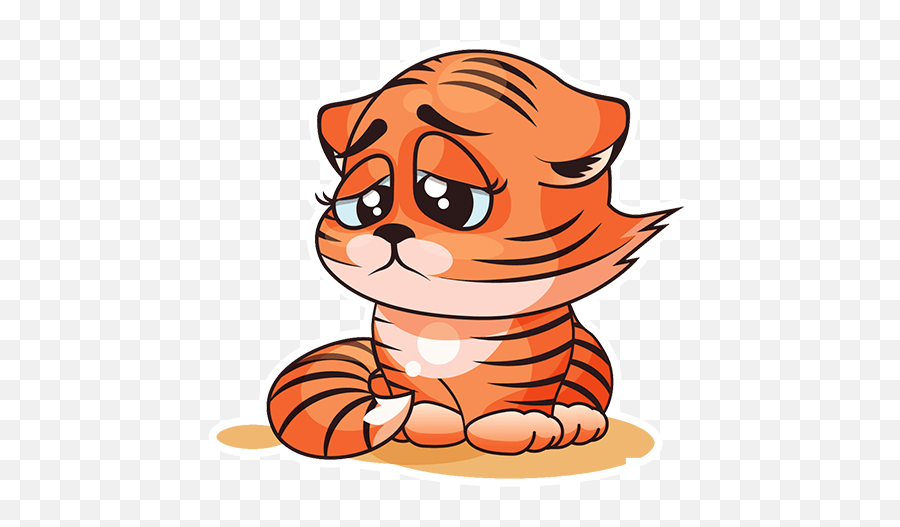 Tiger Emoji By Tonisha Holloway - Sticker Maker For Whatsapp Sad Tiger Cartoon,Animated Tiger Emoticon