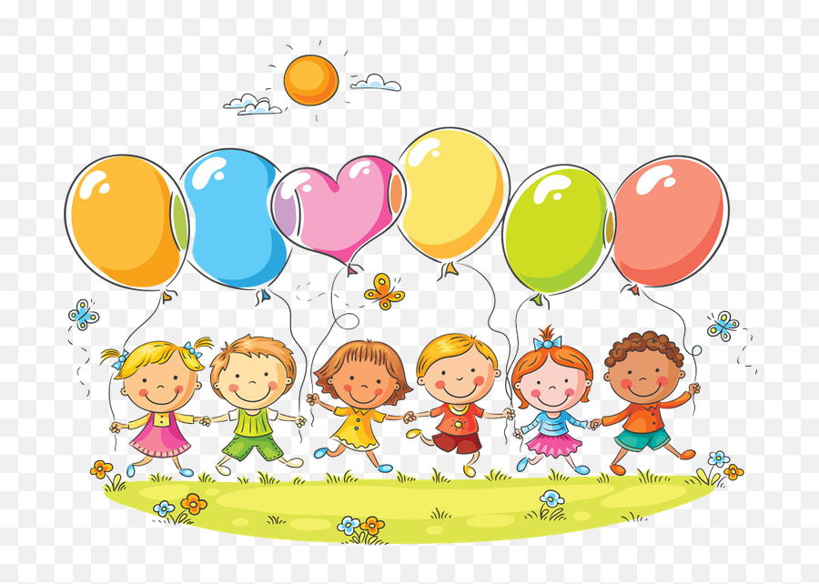 Download Cute Kids Balloon Collection - Kids With Balloons Drawing Emoji,Cute Emoticon Balloon