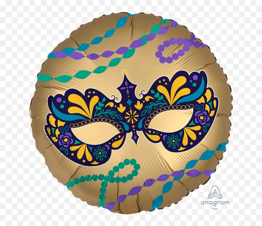 Mardi Grass 18 Night In Disguise Foil Balloon Emoji,Happy Mardi Gras Emojis