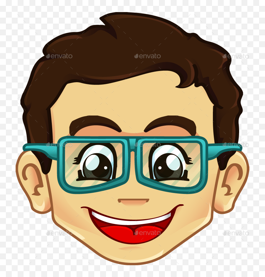 Clipart Boy With Glasses - Cartoon Face With Glasses Png Chef Face Cartoon Png Emoji,Guy Wearing Sun Glasses Emoticon