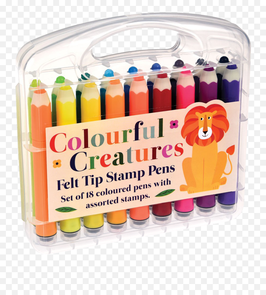 Colourful Creatures Felt Tip Stamp Pens Set Of 18 - Marker Pen Emoji,Emoji Pens