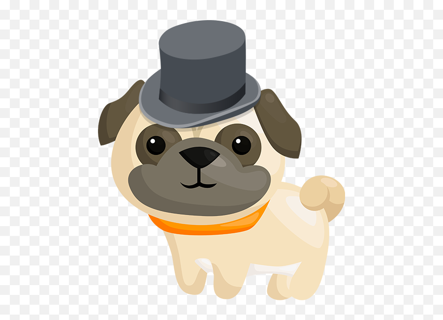 Pug Emoji Stickers - Transparent Pug Cartoon Png,Emoji Dog Hat