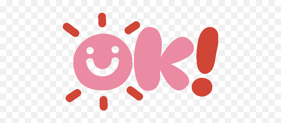 Ok Smiley Face On Ok In Pink Bubble Letters With Red Emoji,Smily Face Emoticons