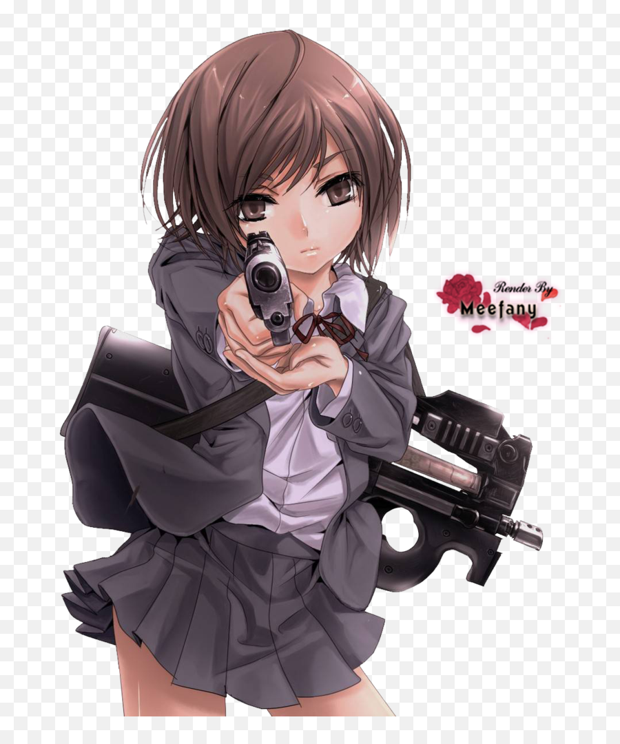 Anime Girl Aiming Gun - Anime Gunslinger Girl Emoji,Anime Girl Emotions