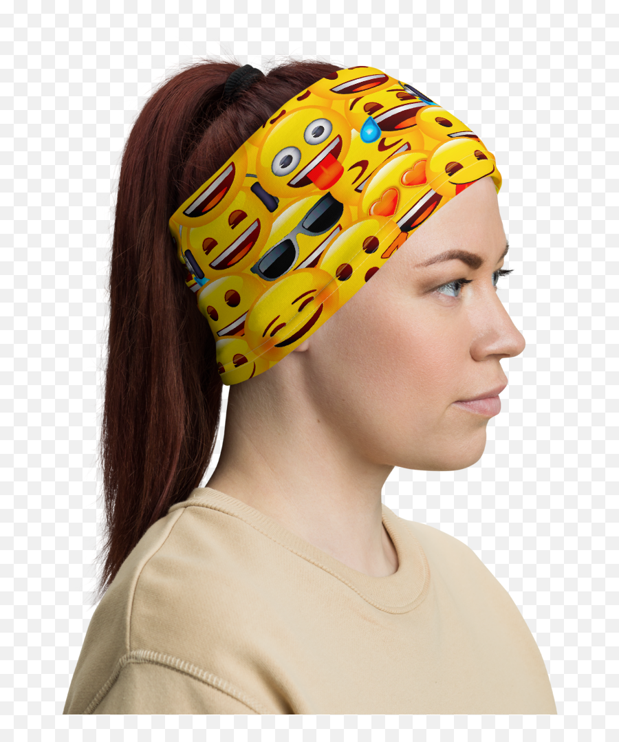 All - Inone Mask Emojis Caution Tape Headband,Headscarf Emoji