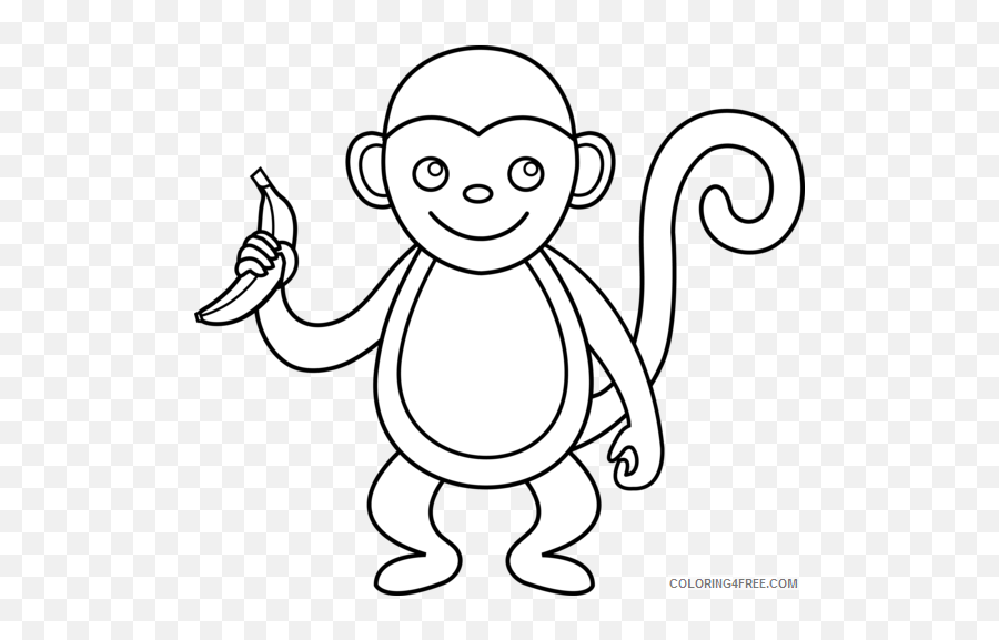 Black And White Monkey Coloring Pages Monkey Monkey Line - Monkey Clipart Black And White Emoji,Printable Color Emojis Small