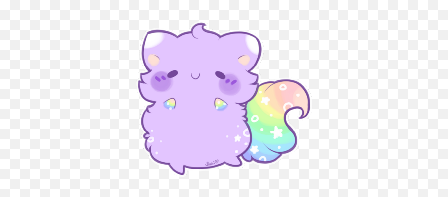 Purple Rainbow Blush Cat Kitty Sticker - Kawaii Cute Chibi Animals Emoji,Rainbow Emojis Wolf