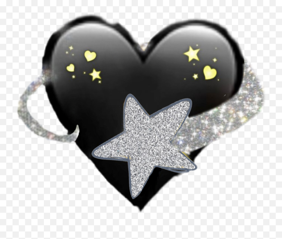 Emoji Glitter Heart Blackheart Star Sticker By Miki - Heart Black Star Emoji,Dark Evil Emojis