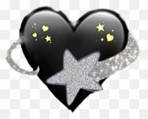 Emoji Glitter Heart Blackheart Star Sticker By Miki - Heart Black Star Emoji,Dark Evil Emojis