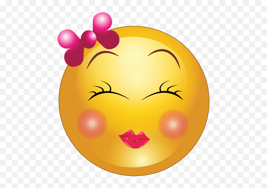 Cute Shy Girl Smiley Emoticon Clipart - Cute Smiley Face Girl Emoji,Silly Face Emoji