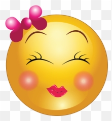 Cute Shy Girl Smiley Emoticon Clipart - Cute Smiley Face Girl Emoji,Silly Face Emoji