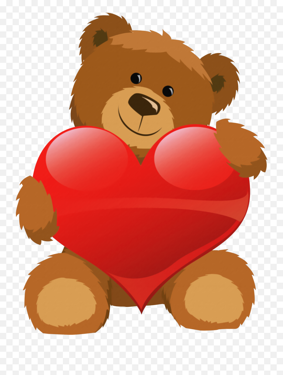 Clipart Of Bear Heart And Teddy - Love You Honey Cartoon Bear With Heart Clipart Emoji,I Love U Emoji