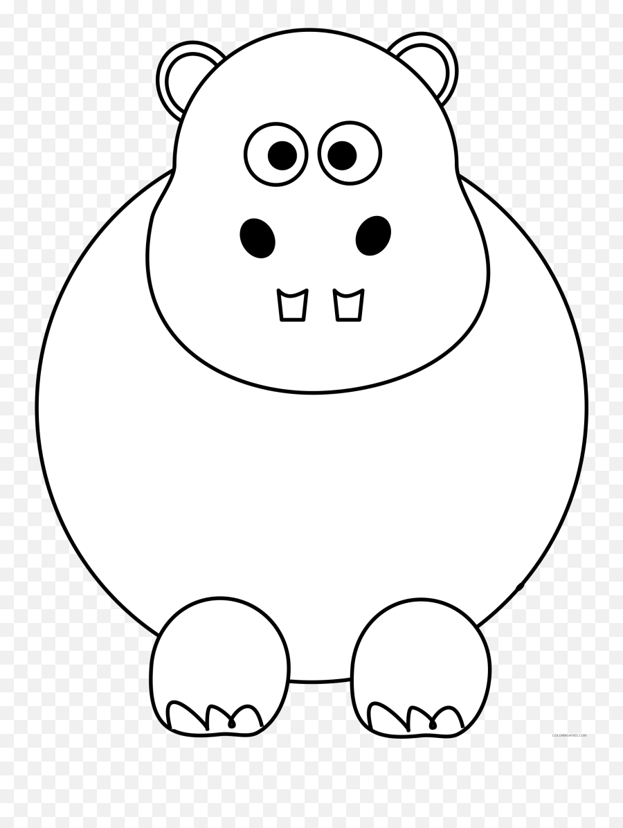 Hippo Outline Coloring Pages Hippo 4 Printable Coloring4free - Kementerian Koperasi Dan Ukm Ri Emoji,Cheetah Tiger Alligator Emoji