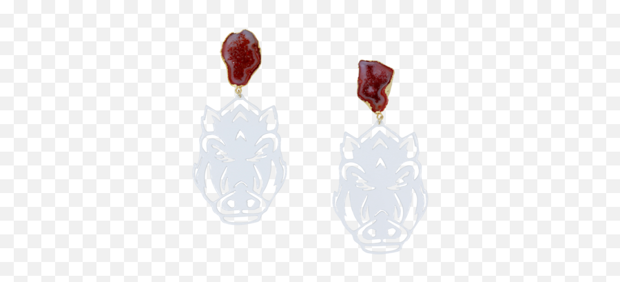 Arkansas Razorback Earrings In White - Solid Emoji,How Do I Make An Arkansas Razorbazk Emoticon