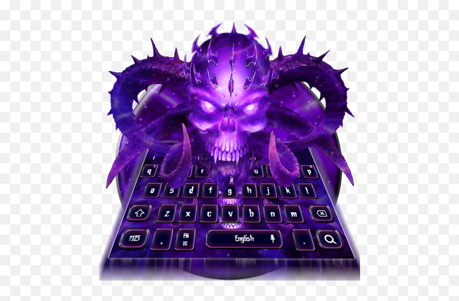 Purple Neon Skull Keyboard Theme - Demon Emoji,Emoji Smart Neon Keyboard