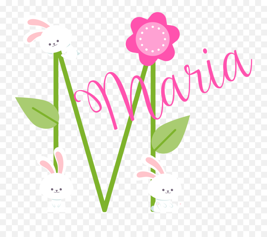 Customized Name With Bunnies - Floral Emoji,Customized Emoji