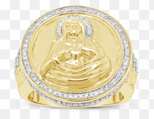 Diamond Virgin Mary Ring 55 Ctw Round Cut 10k Yellow Gold Emoji,Diamond Hands Emoji