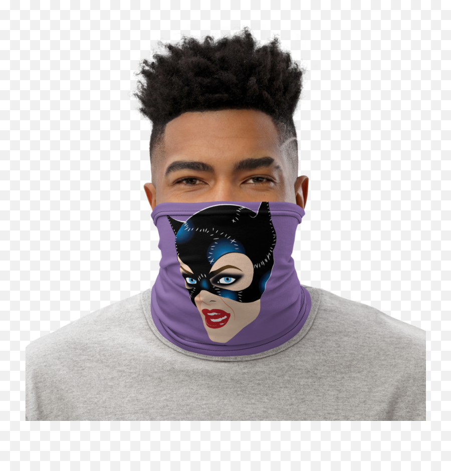 Featured Tagged Neck Gaiter - Swish Embassy Emoji,Twitch Eggplant Emoji