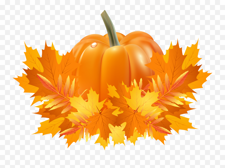 Fall Leaves And Pumpkins Png Free - Transparent Transparent Background Fall Clipart Emoji,Emoji Pumpkin Painting