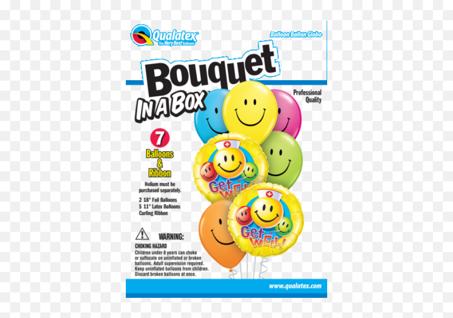 Qualatex Foil Bouquet In A Box Get Well Smiles - Happy Emoji,Box Emoticon