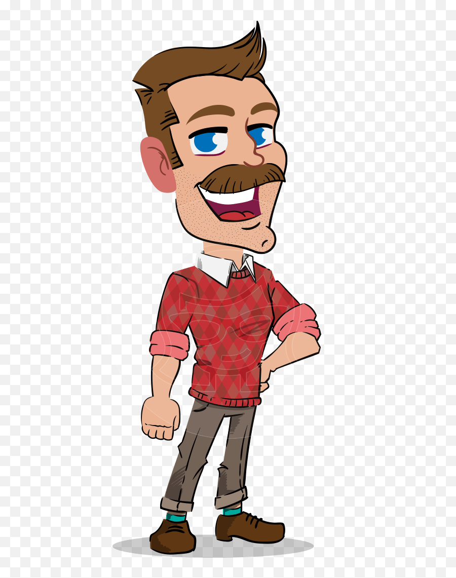 Simple Style Cartoon Of A U200bman With Mustache Graphicmama - Cartoon Man With Mustache Smiling Emoji,Male Face Pose Emotion