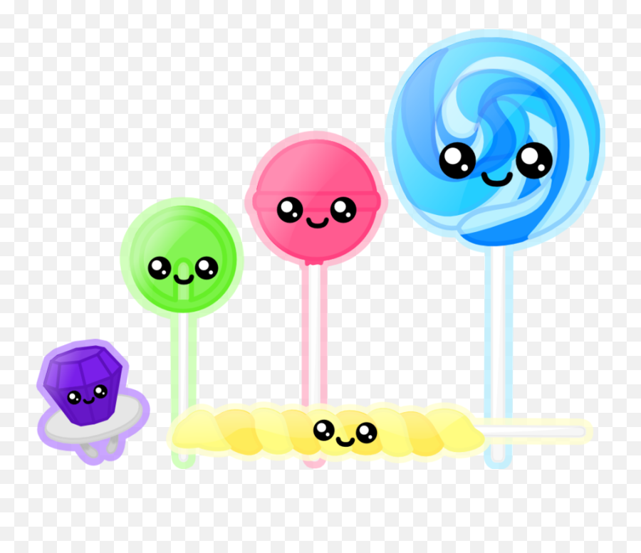 Candy Suckers Lollipops Kawaii Sticker - Lollipop With Cute Faces Emoji,Emoji Suckers