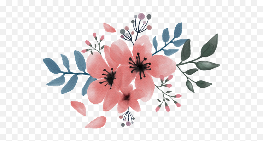 Sakura Bouquet Watercolor - Flowers On Procreate Emoji,Tumblr Emoticon Face Flowre